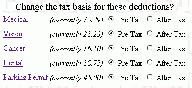 Snapshot of the Deductions for which you can change the tax basis